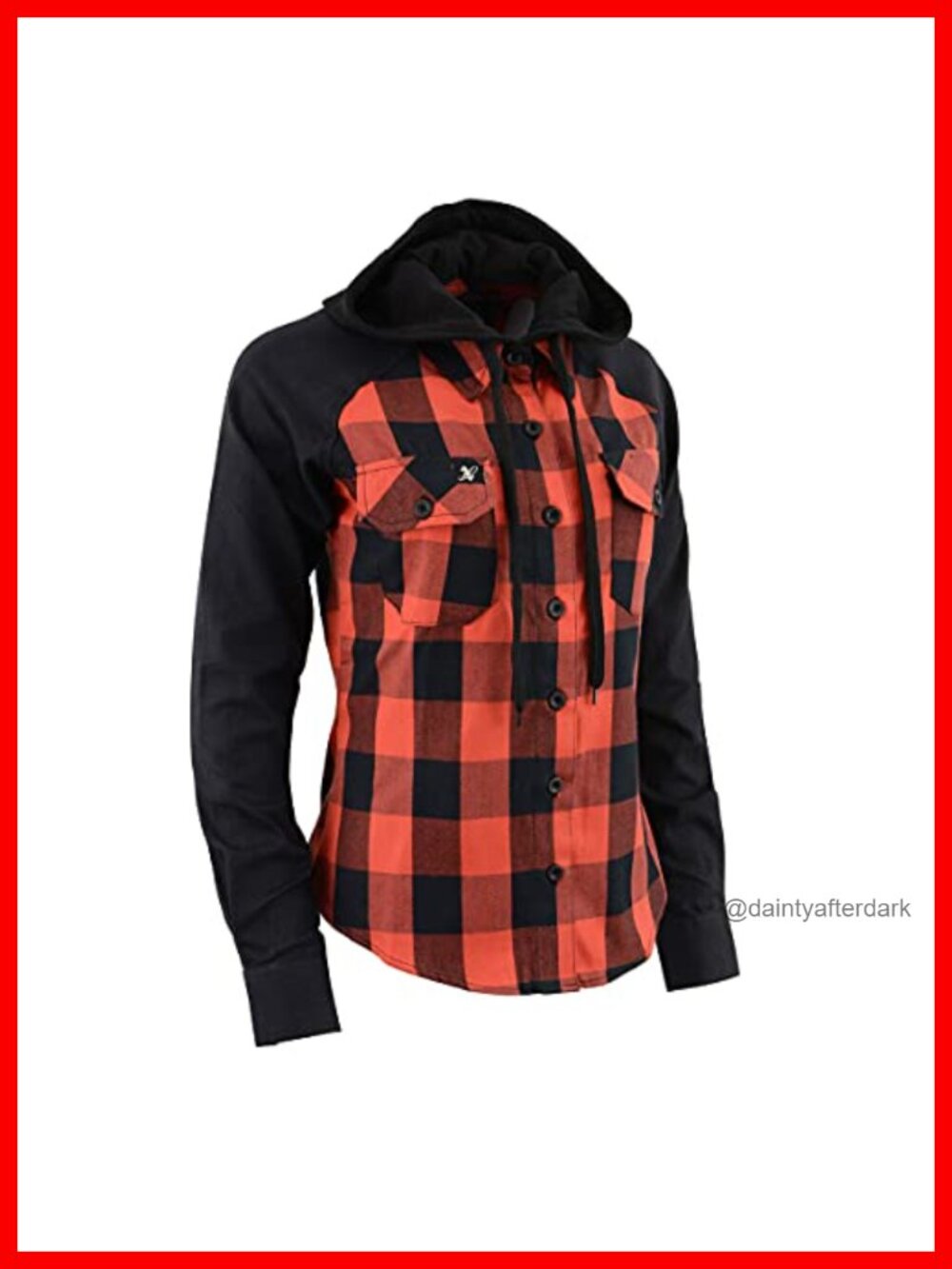 Women's Cotton Flannel Shirt Hoodie Long Sleeve Button Front Casual